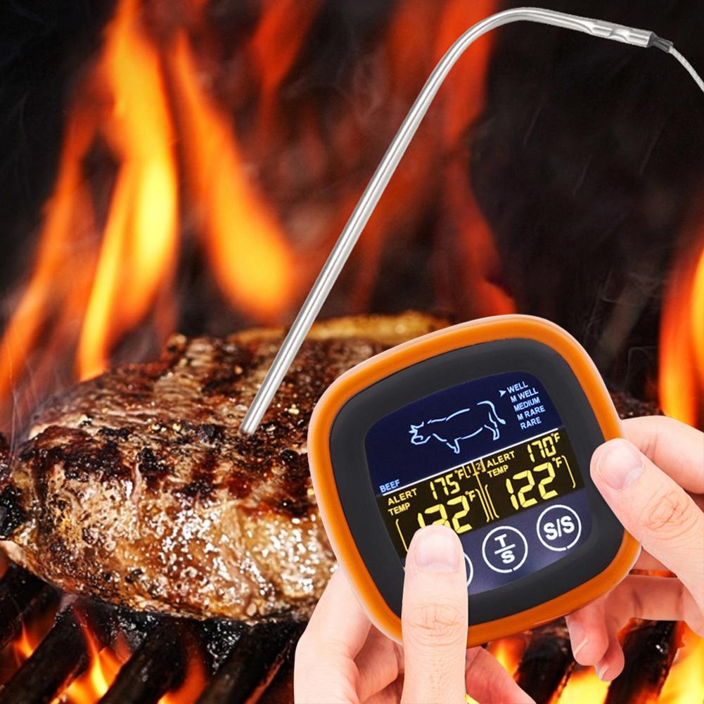 Digital Meat Kitchen Thermometer with 2 Probes Waterproof Meat Temperature Thermometer Probe Timer Mode for Grilling BBQ Cooking
