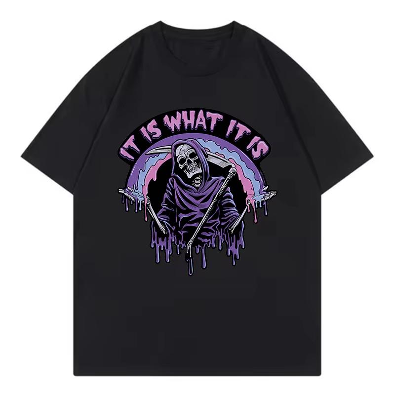 Vintage Comic Tee It Is What It Is Funny T Shirts Unisex Women Tshirt Round Neck Short Sleeve Trendy Tee Shirt Streetwear Tops