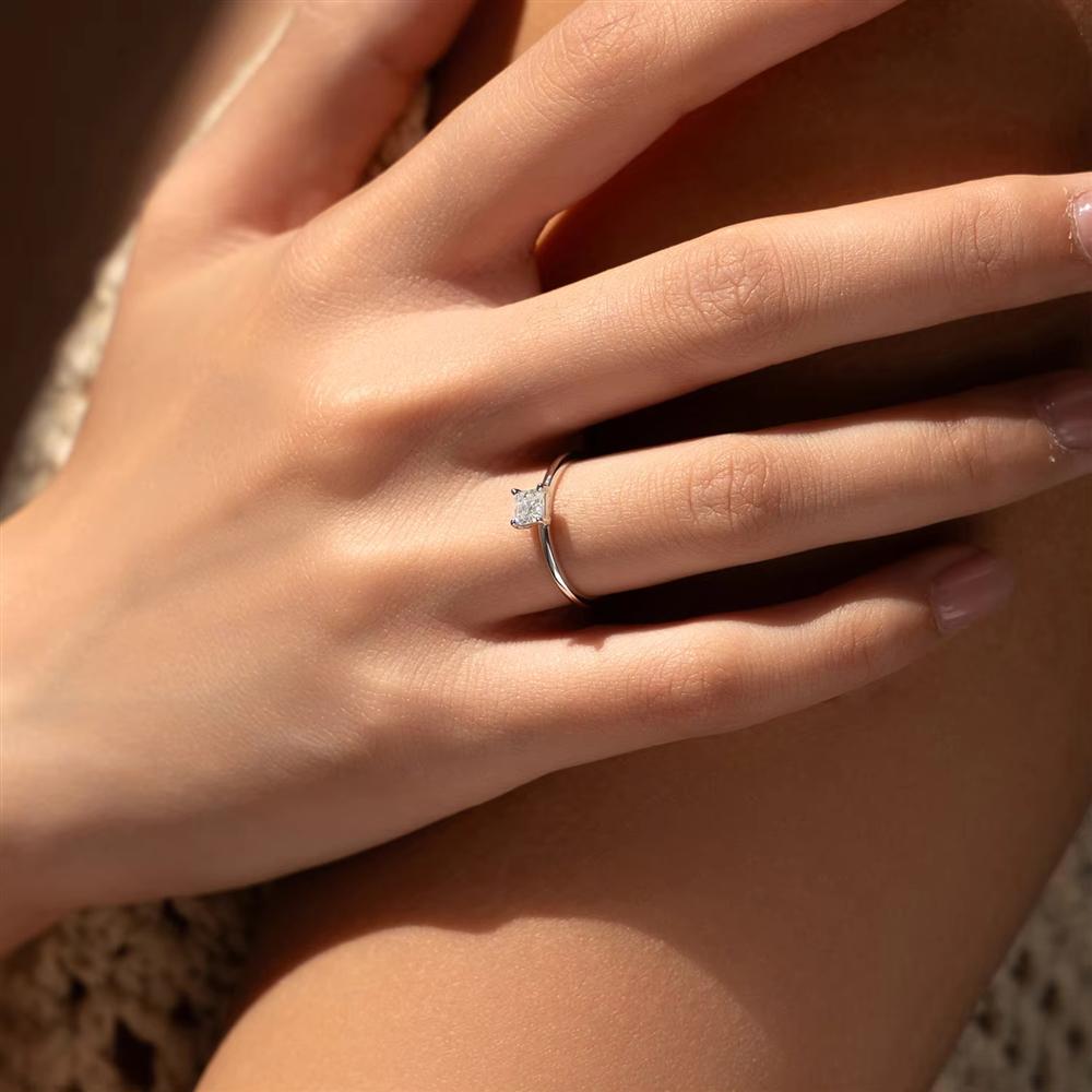 925 Sterling Silver Trendy Asscher Cut D Color Moissanite Finger Rings for Women Wedding Engagement Statement Jewelry