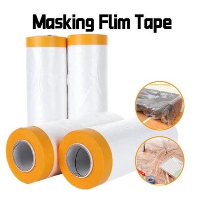 Önceden Bantlanmış Maskeleme Filmi Ressam Plastik Örtü Filmi Bant Araba Boyası Maskeleme Filmi Otomotiv Boyama Örtüsü Mobilya Bantları