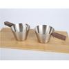 304 Stainless Steel Espresso Measuring Cup Thicken Wood Handle Scaled Coffee Pouring Cup Easy To Read Comfortable Grip