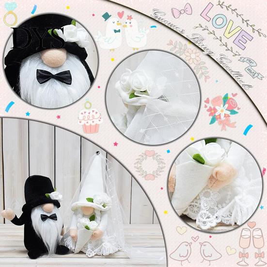 Braut Bräutigam Plüschfiguren 2 Stück/Set Puppe Spitze Design Biegsamer Arm Stoff Zwerg Nase Blume Verzierungen Hochzeitsgeschenke Puppen