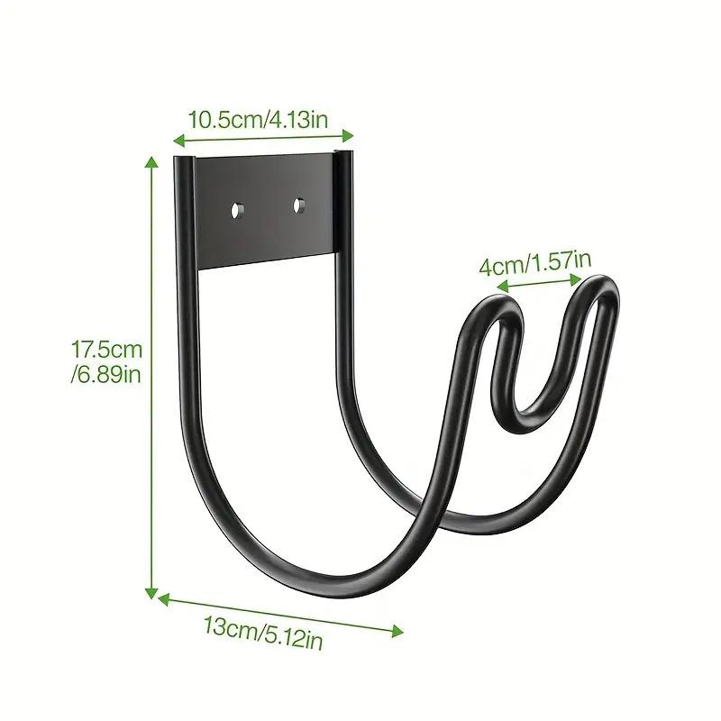 Heavy Duty Metal Garden Hose Holder with Hooks, Wall Mounted Storage Rack with Screws for Garage, Basement and Outdoor Use