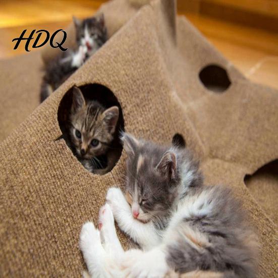 Felt Pet Tunnel Cat with Play Mat Multi-peephole Hideaway Large Interactive Peek-a-Boo Holes Cave Indoor Cats Enrichment