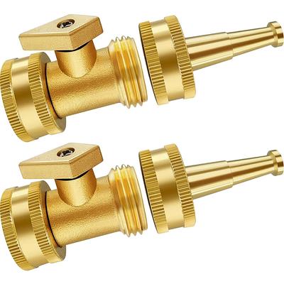 2 Set Brass Water Nozzle Garden Hose Shut Off Valve Sprayer Connectors