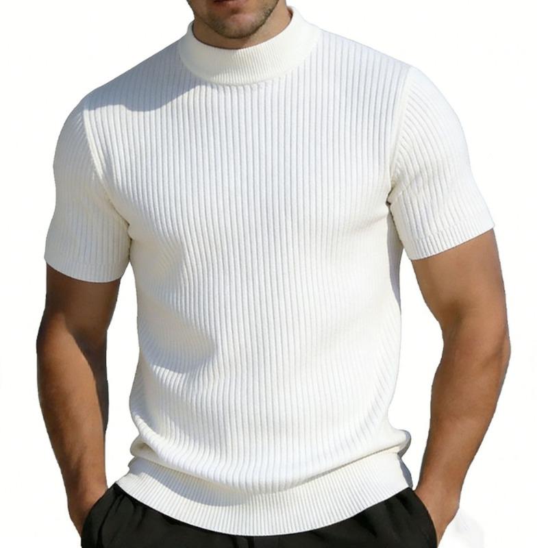 Men S Short Sleeve Striped T Shirt Slim Fit Summer Ice Silk Top