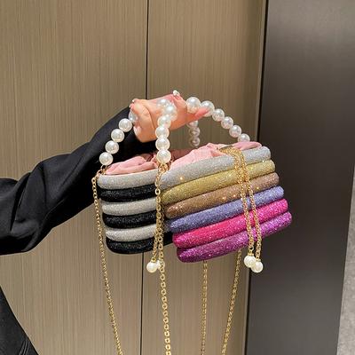 Luxury Evening Purses For Women Dazzling Pearl Beads Chain Crossbody Bag Dinner Party Clutch  Luxury Designer Handbags