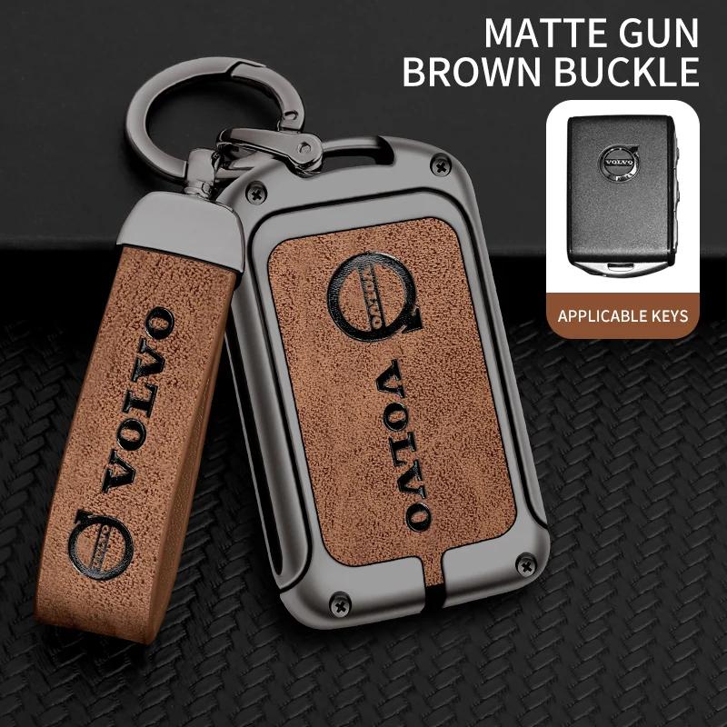rlcr3 Zinc Alloy Leather Car Remote Key Case Cover Shell for Volvo S60 S90 XC40 XC60 XC90 V60 V90 C40 2017 2018 T5 T6 T8 Polestar 1 2