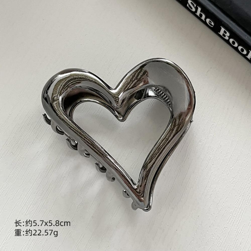 

Металлические золотисто-серебристые заколки-краб для волос с сердечками и любовью среднего размера Y2k аксессуары для укладки волос зажим для женщин и девочек головные уборы чёрный