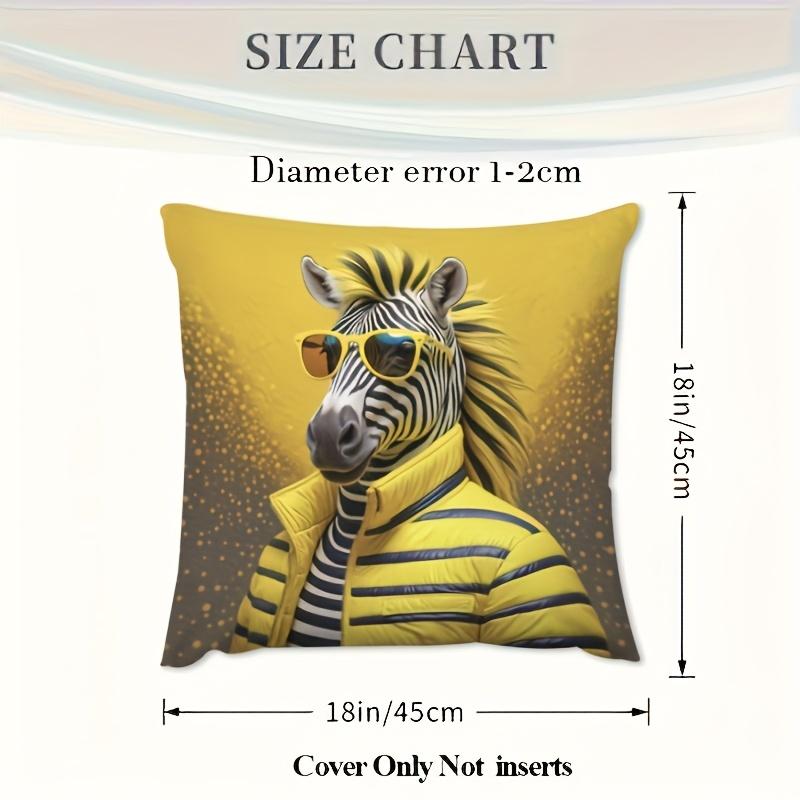 Funny Yellow Zebra Illustration Pillowcase Cushion Throw Pillow Pet Lovers Novelty Home Decor Print 40x40cm Accent Accent Pillow
