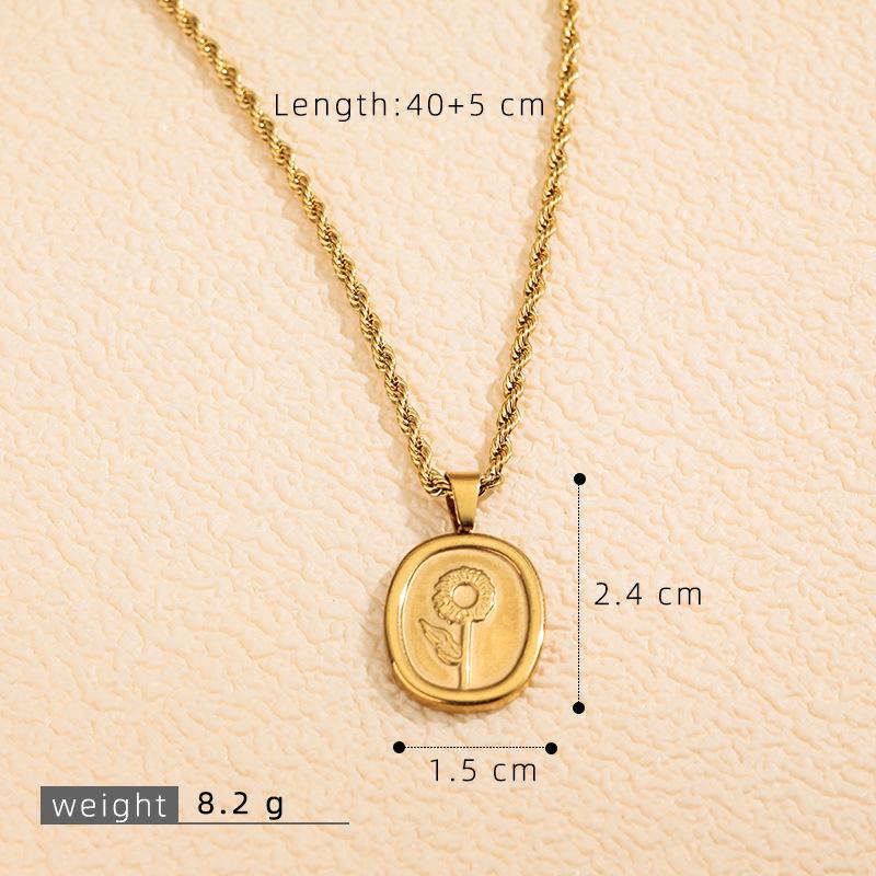 18K Gold Plated Sunflower Rose Necklace – Versatile, Fade-Resistant Stainless Steel Clavicle Chain