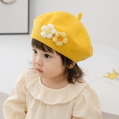 Bequeme Strickmützen Niedliche Blumenmützen Mütze Neue Kleinkind-Barettmütze Herbst Winter