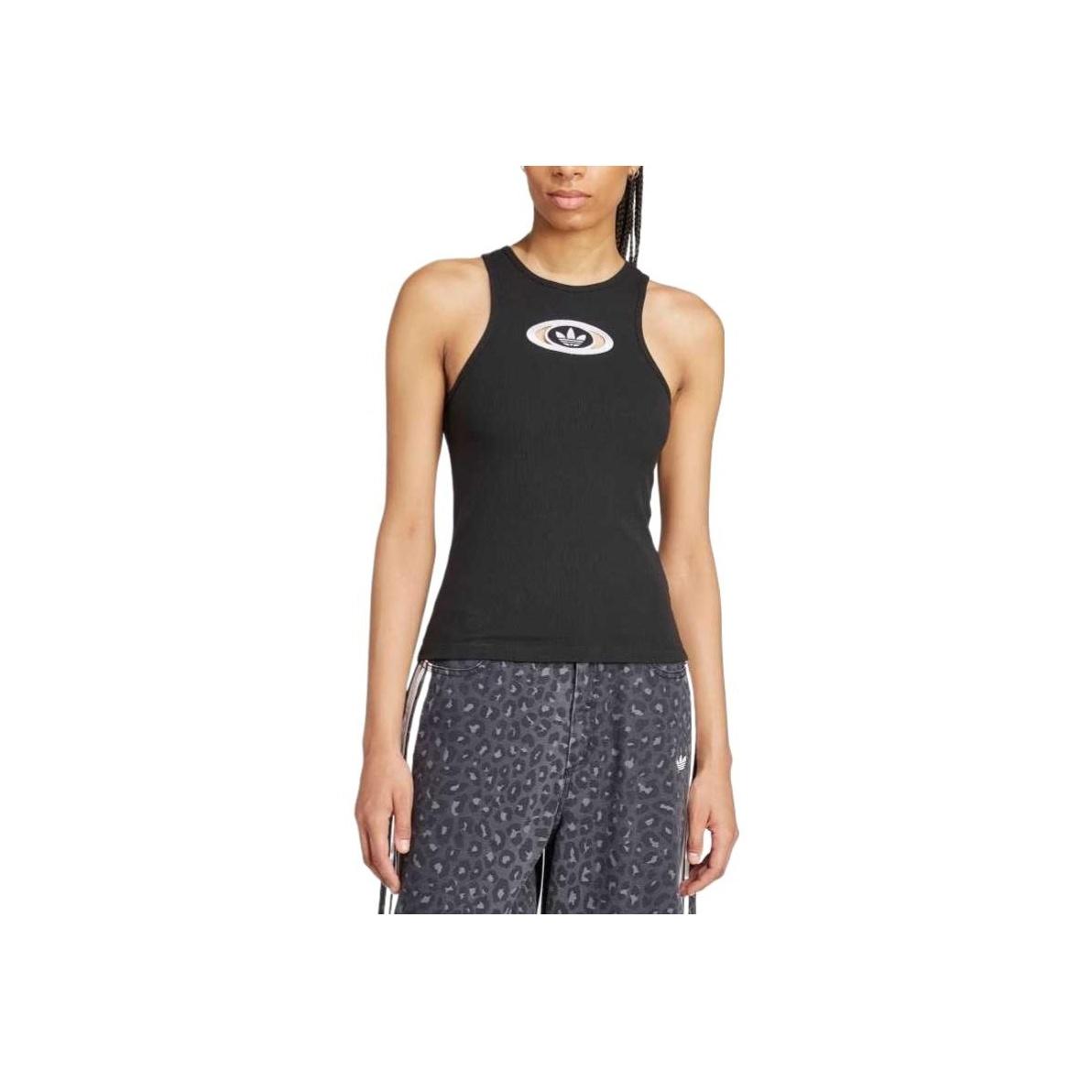 

Adidas Originals Fitted Soft Comfortable Skin-Friendly Sports Tank Top Women Tops Black KA2688