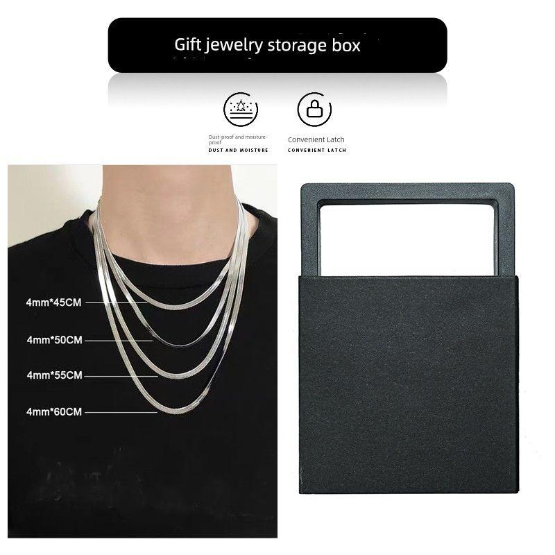 

Cuban Link Chain Fashion Minimalist Blade Snake Bone Flat Necklace for Men and Women Necklace Clavicle Chain Special-Interest Design Fancy Ornament Blade Chain 5mm Wide and 45cm Long [Gift Box]