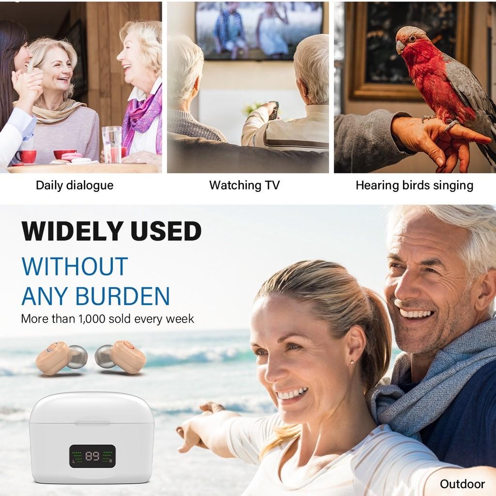 Wireless Rechargeable Hearing Aids LED Display Audiphone Children Adults Elderly Invisible Mini Sound Voice Amplifier