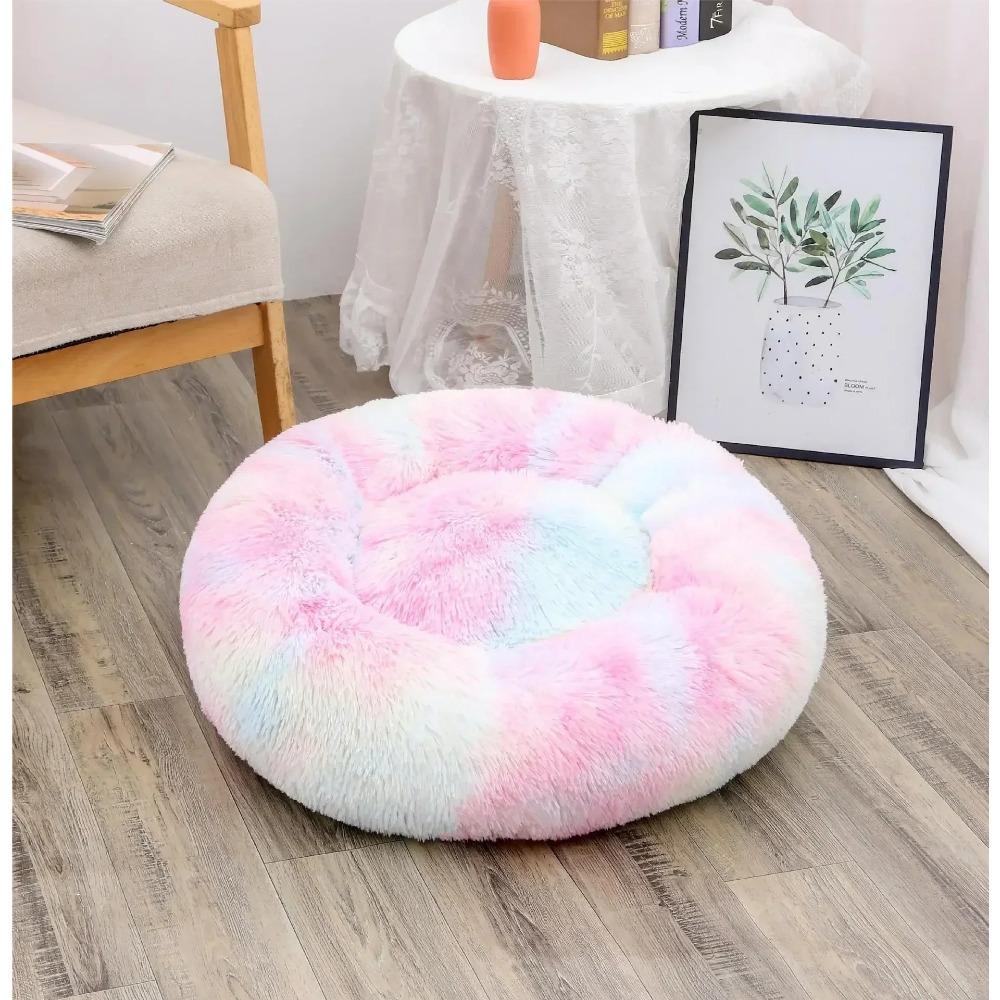 

Уютное зимнее гнездышко для домашних животных: Съемная и моющаяся плюшевая кровать для кошек/собак, круглый домик для сна 40cm&Without box