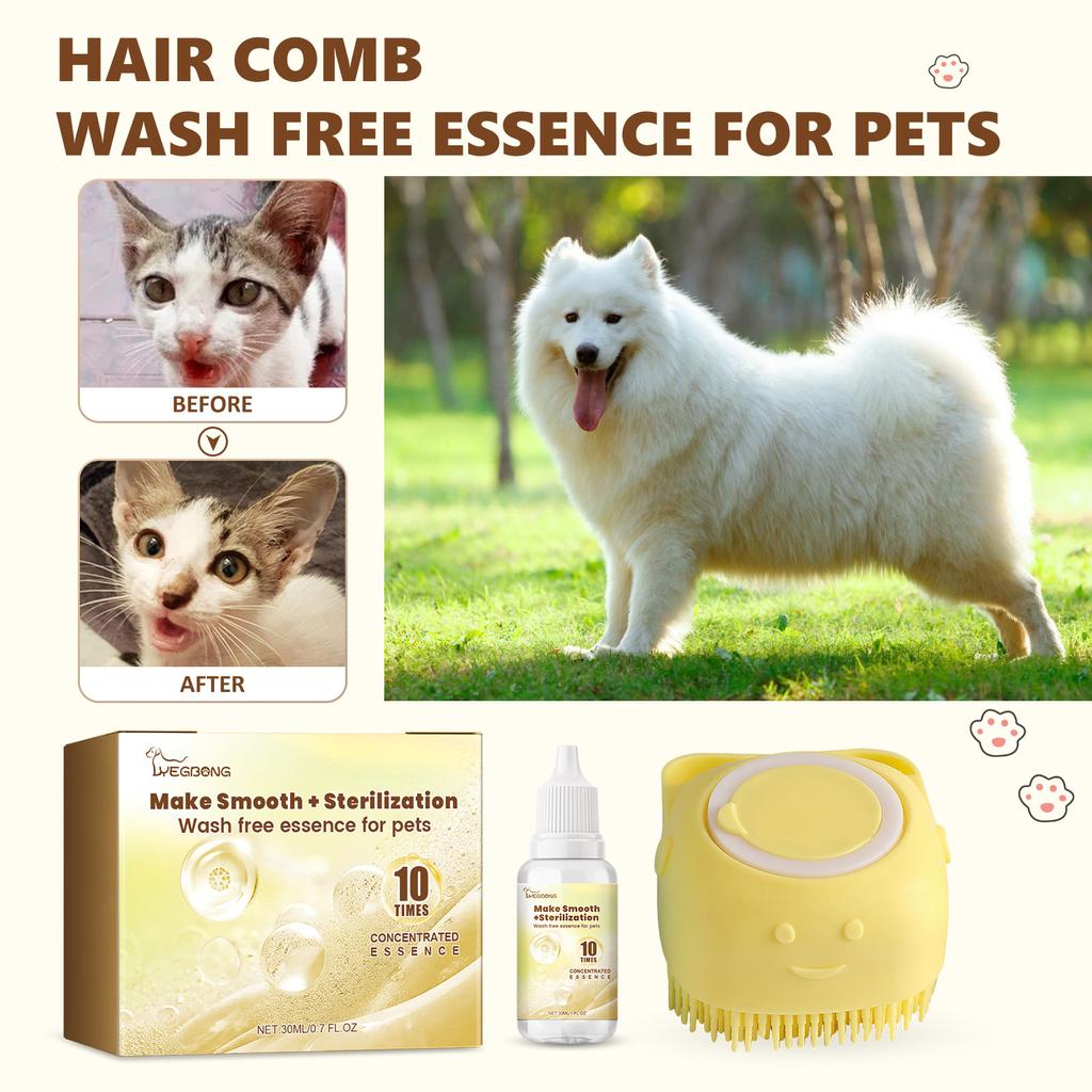 Yegbong Pet Wash Free Essence Suit Katze und Hund Weiche Haarreinigung Dekontamination Desodorierung und Duftretention Trockenreinigungspflege