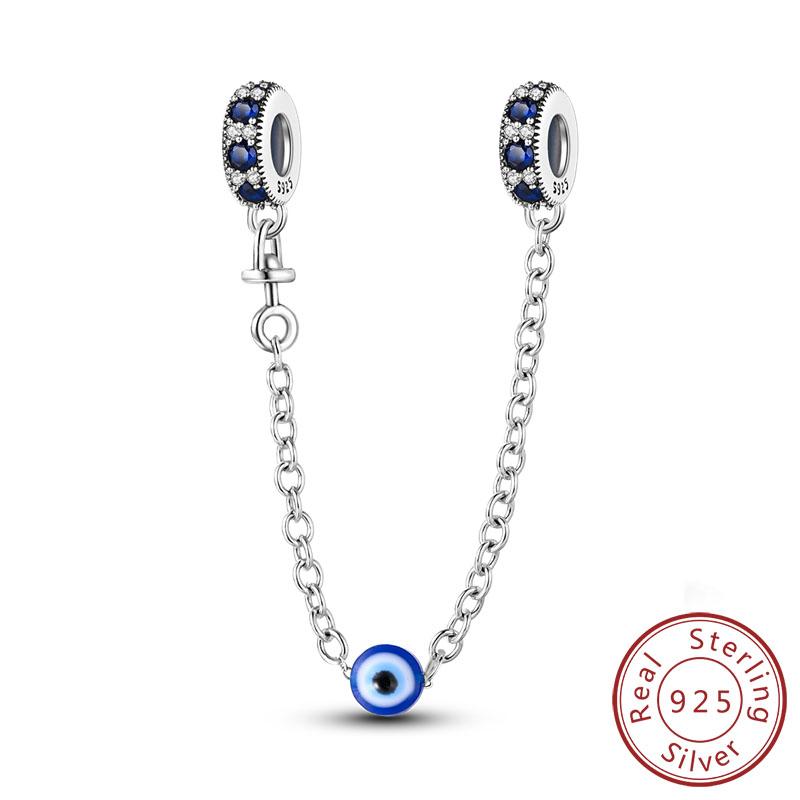 Safety Chain Charms Fit Original Copper Charms Beads Moon Star Butterfly Heart Safety Chain For Women Jewelry Gift