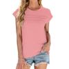 Women's Fashion Casual Basic Textured Solid Color Neck T-Shirt Vest Top