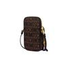 Moschino Gold Logo All Over Print Zipper Pocket Cotton Polyester Shoulder Crossbody Phone Bag Men bags Brown Black A81018268-1103