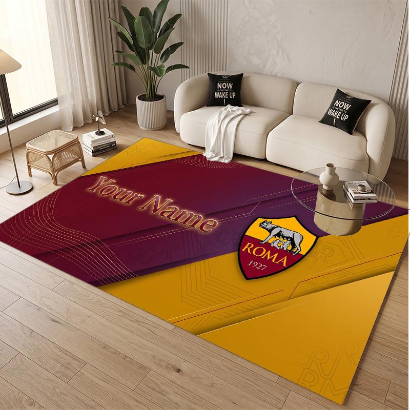 Personalized Crystal Velvet Carpet AS Roma FC Pattern Non Slip Floor Rug