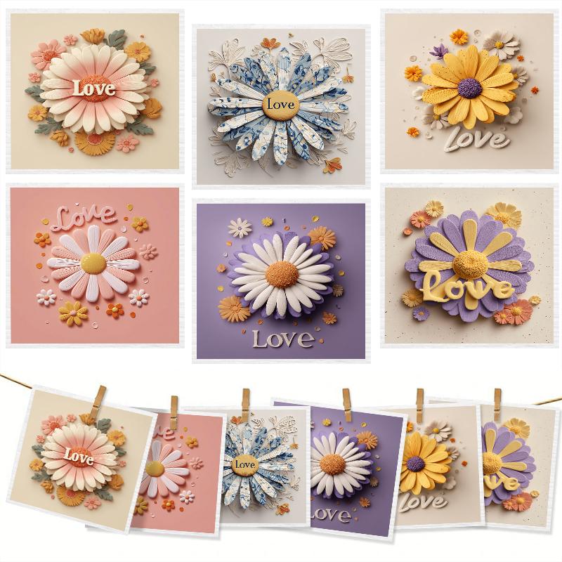 6PCS Daisy Printed Swedish Dishcloths Eco-Friendly Kitchen Rags Absorbent Dish Towels Reusable Washable Cleaning Cloths