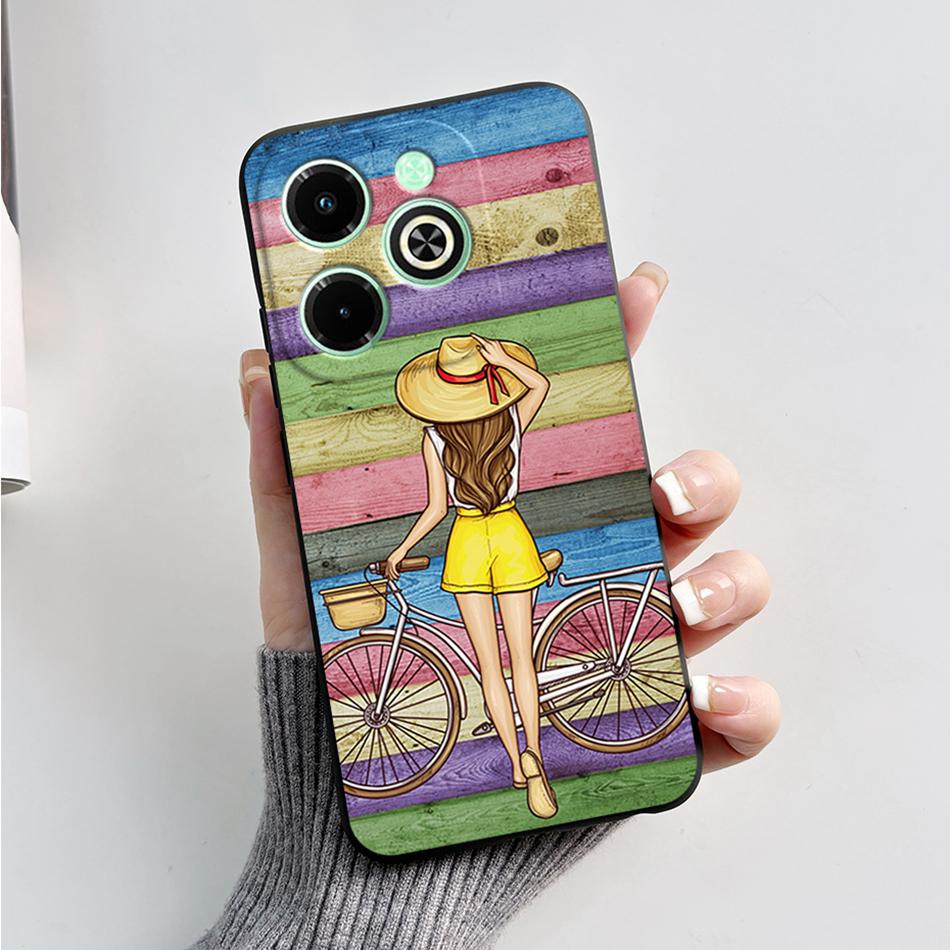 For Infinix Hot 40i Case Hot40i Fashion Marble Black Silicone Soft Phone Case For Infinix Hot 40i 40 i X6528B Back Cover Fundas
