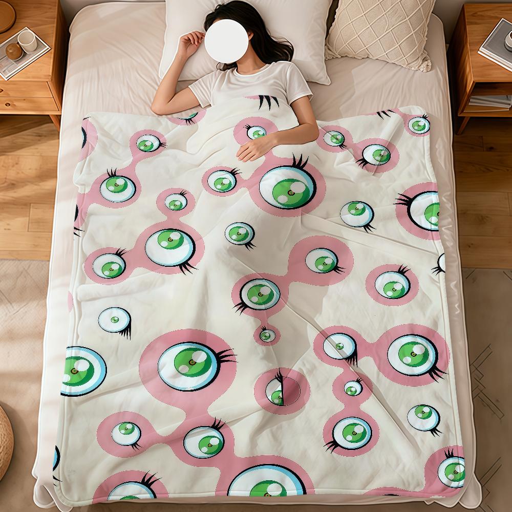 flower face Abstract pop modern murakami soft warm plush blanket dorm sofa living room pet hogar bedroom gift nap home Flannel