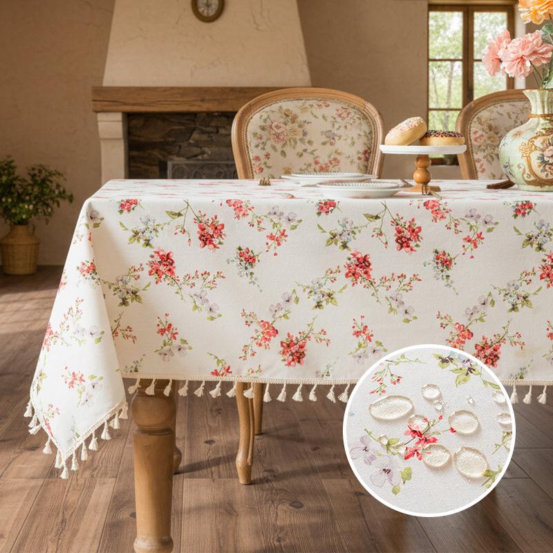 

Flower fringed table restaurant waterproof table cloth, household coffee table cover towel outdoor atmosphere 60*60cm