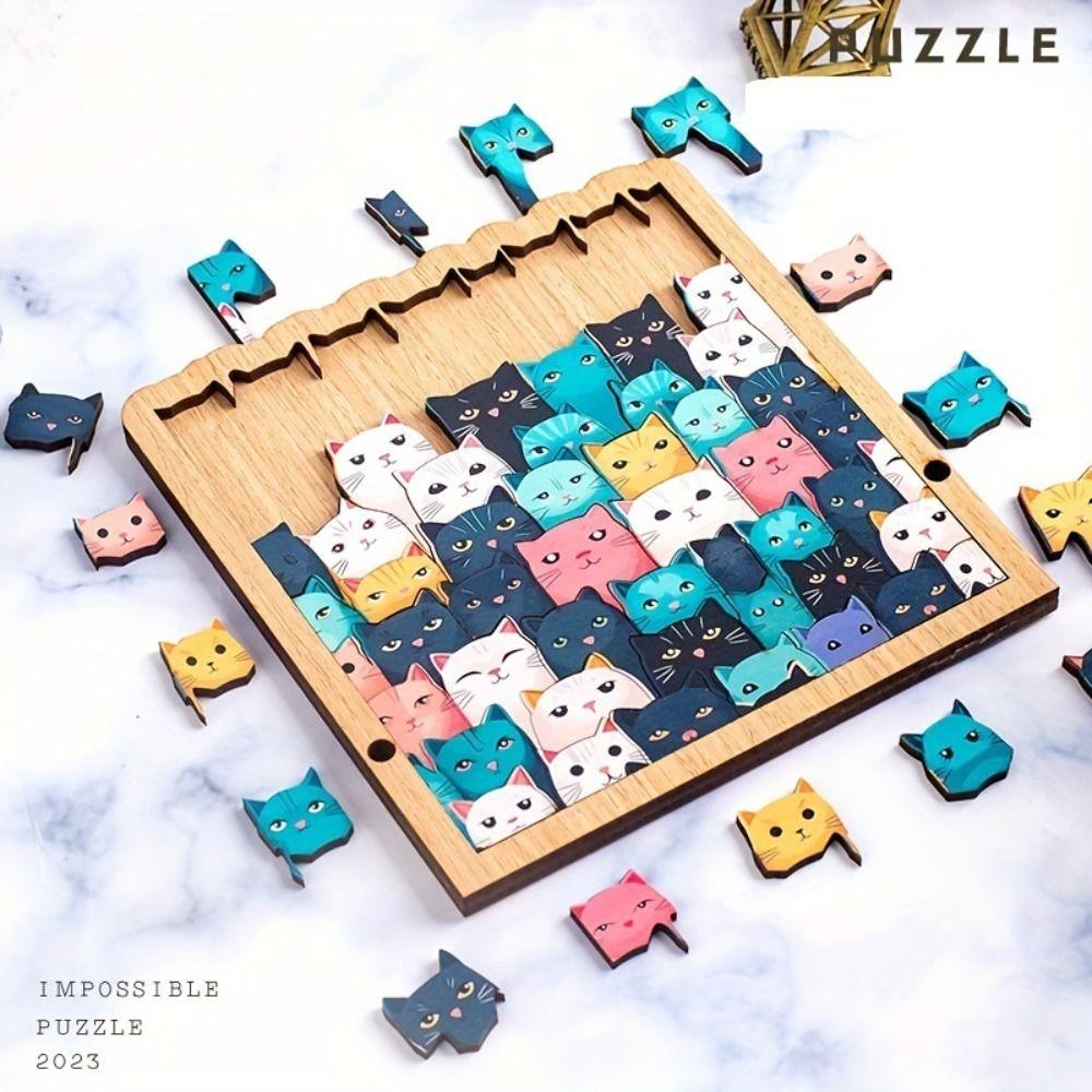Special-shaped Cat Puzzles High Challenge Cat Jigsaw Creative Wooden Puzzles Cat Lovers