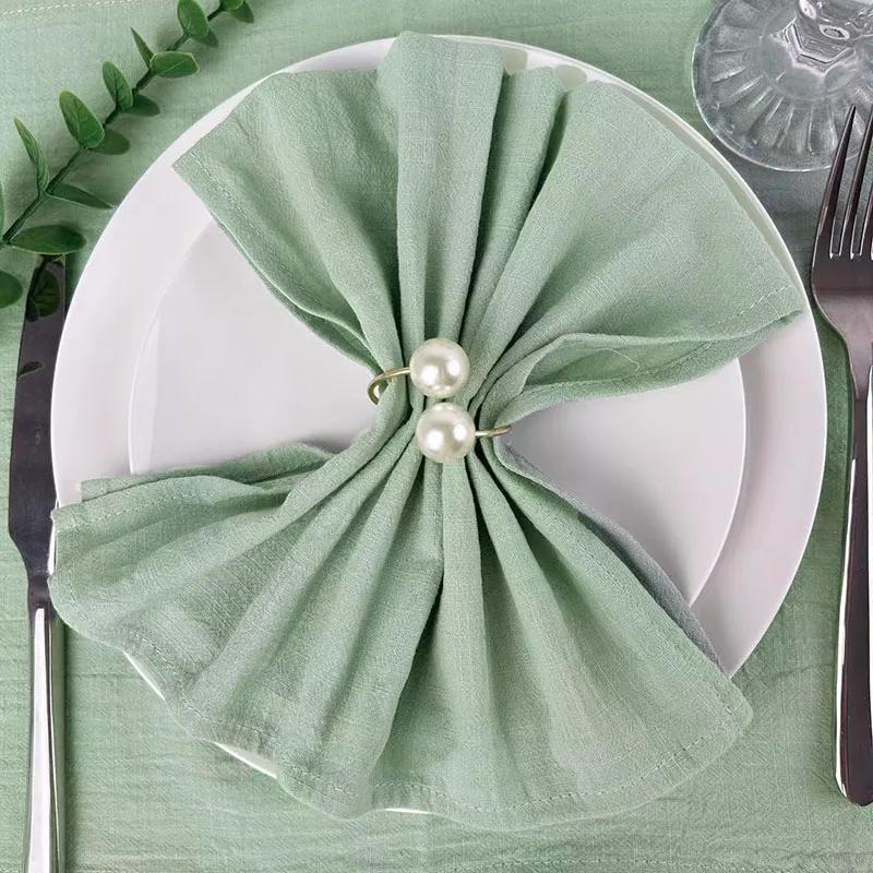 50pcs Napkins 100% cotton Dinner Napkins 30x45cm Sage Green Rustic Table Napkins For Wedding Party Baby shower Table Decor