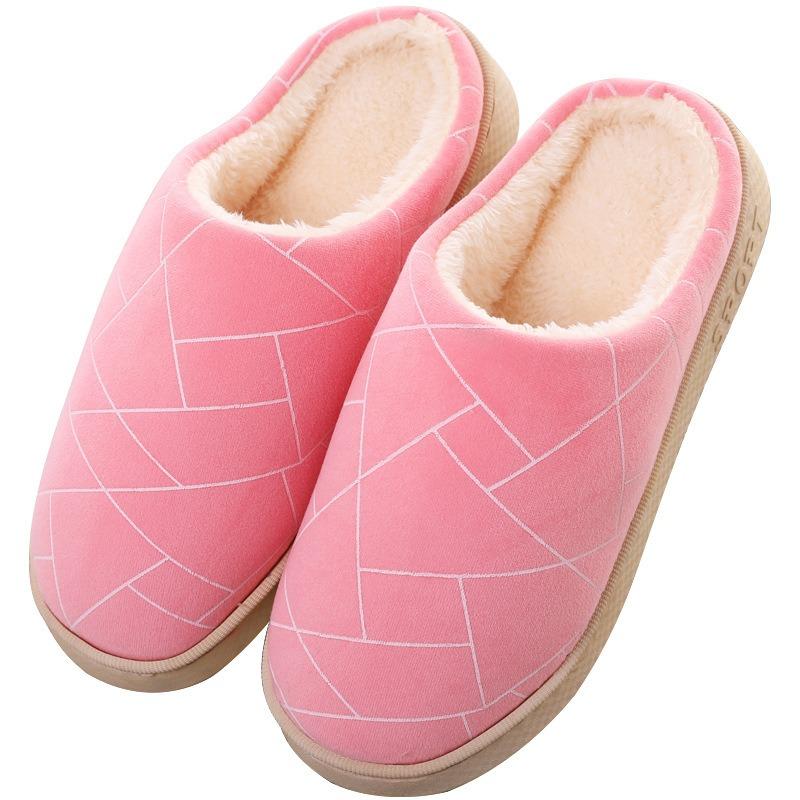 Autumn and winter simple hotel slippers women's thick-soled home indoor couple mao shoes men's warm home cotton slippers winter