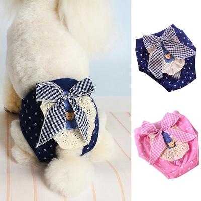 Pet Briefs Diaper Bow-knot Decoration Washable Cotton Shorts Dog Pets Dog Diaper Sanitary Physiological Pants Pet Supplies