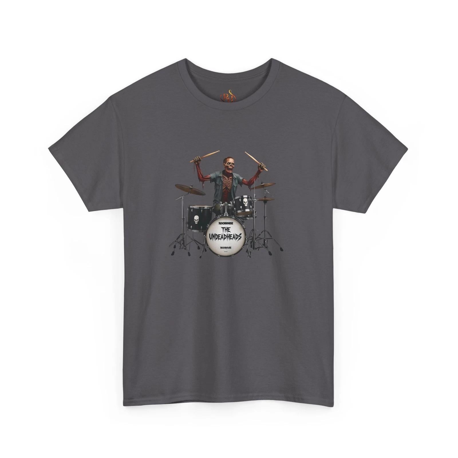 Drummer Skeleton Unisex T-Shirt, Music Lover Gift, Halloween Band Musician Retro L
