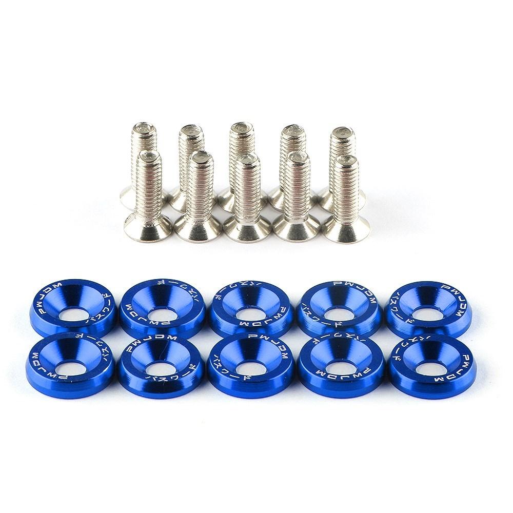 10Pcs/Set M6 * 20mm JDM Bumper Fender Washer Kit Engine Bay Dress Up Bolts Fasteners Aluminum Concave Hex Screws