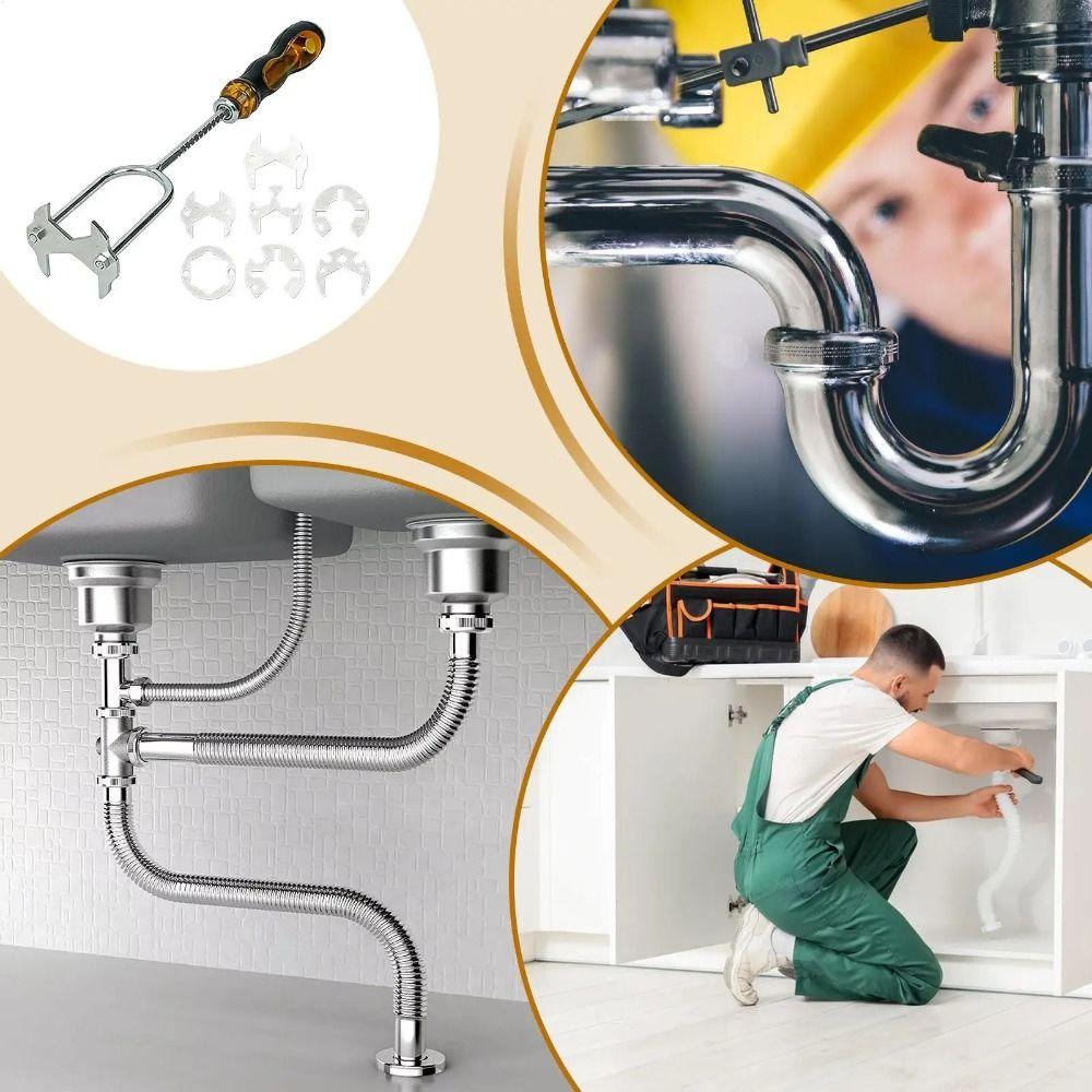 All-in-one Design Plumbing Tool Multi-size 360-degree Rotation Universal Faucet Wrench Tight Space Design