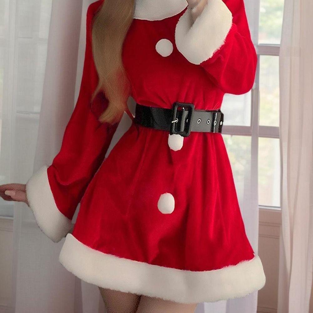New Year Christmas Dress Women Pajamas Long Sleeve Nightwear Comfortable Red Dress Suit  Gifts