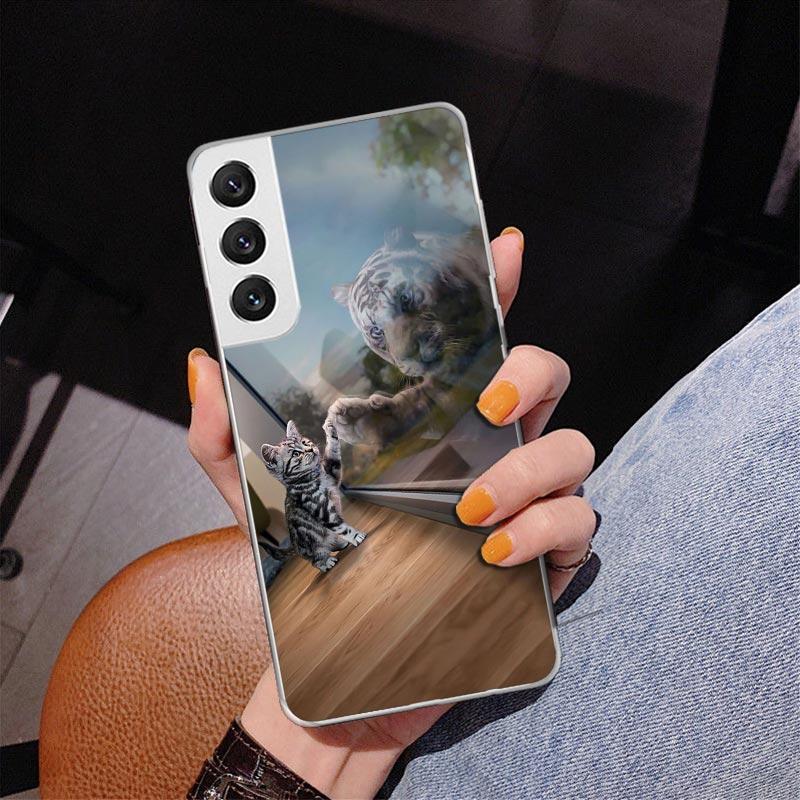 Cool Animal Big Cat Tiger Phone Case For Samsung Galaxy S24 S25 Edge S26 Ultra S23 S22 S21 Plus S20 FE + Personalized Print Cove
