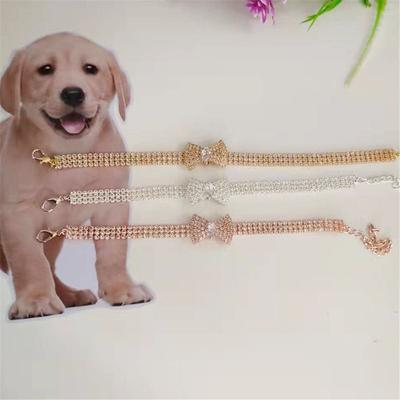 Colier cu arc cu nod cu stras pentru animale mici Colier pentru câini Colier pentru pisici Produse pentru animale de companie