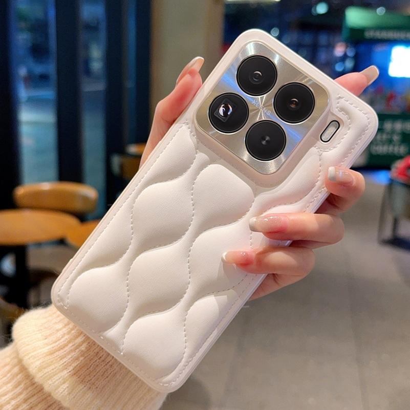 Small Fragrance Leather Grain Lens Full Coverage Protection Case For Xiaomi 15 Pro Mi15 Xiaomi 14 Pro Hard Protect Cover