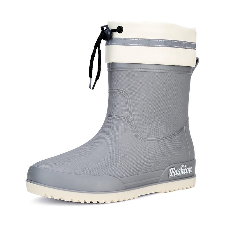 rain shoes women's adult short water shoes non-slip waterproof boots wear-resistant four-season students versatile solid color warm rain boots women