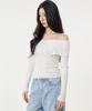 UNKNOWN PLANET Ruffle Boat Neck Long Sleeve Knit Top White