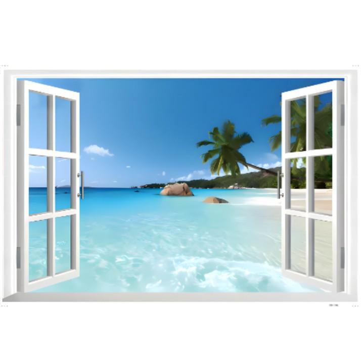 Fake Window Landscape Painting Wall Stickers Living Room Bedroom Decoration Stickers Pvc Self-Adhesive