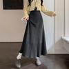 High Waist Autumn/Winter Pleated A-line Knit Skirt with Slimming Design