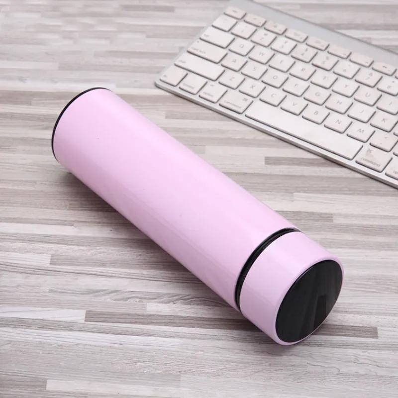 500ml Smart Water Bottle Stainless Steel Thermos Temperature Display Leakproof Vacuum Flasks Coffee Cup Milk Mug Straight Cup Gift Water Cup Ya924