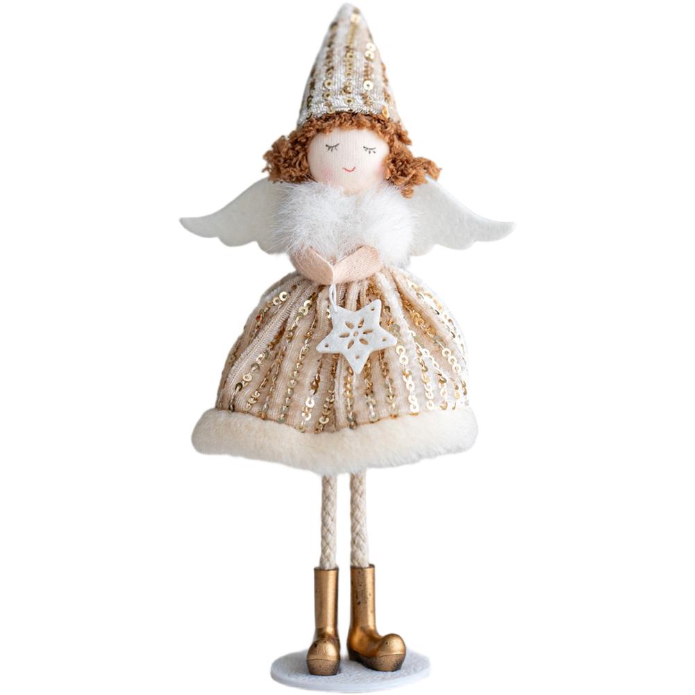 

Soft Cloth Standing Angel Doll Ornament for Christmas For Tree and Holiday Decoration with Child Safe Plush Fabric хакі