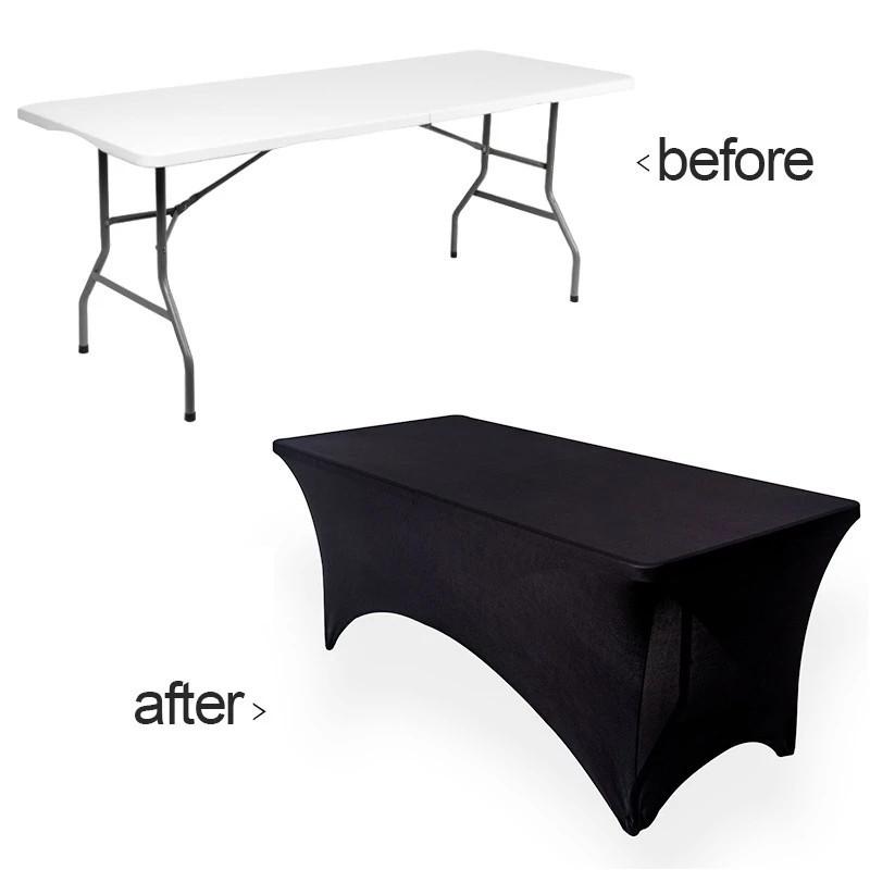 4/6/8FT Full Elastic Banquet Table Cloth Cover Bar Meeting Outdoor Wedding Birthday Party Hotels Decoration Tablecloth