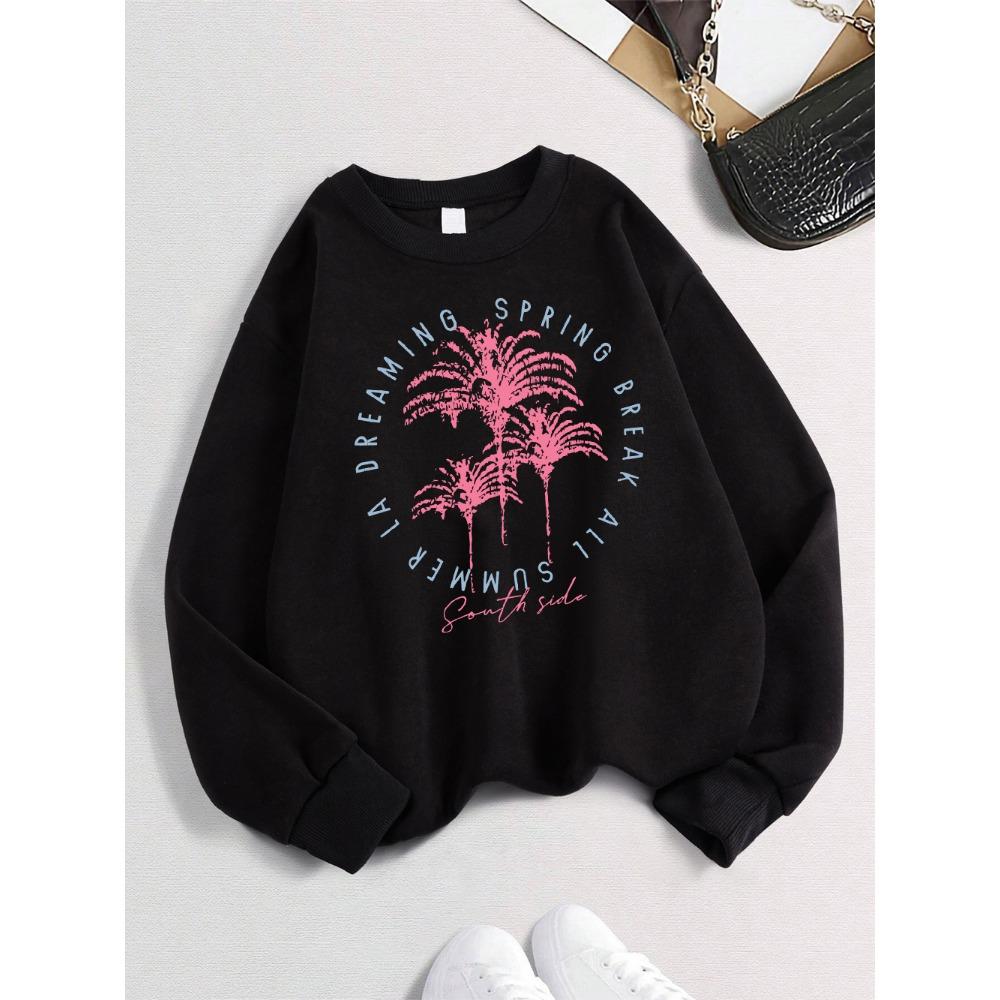 South Side Vacation Prints Sweatshirt Damen Rundhals Basics Hoodie Locker Warm Pullover Herbst und Winter Lässige Damenbekleidung