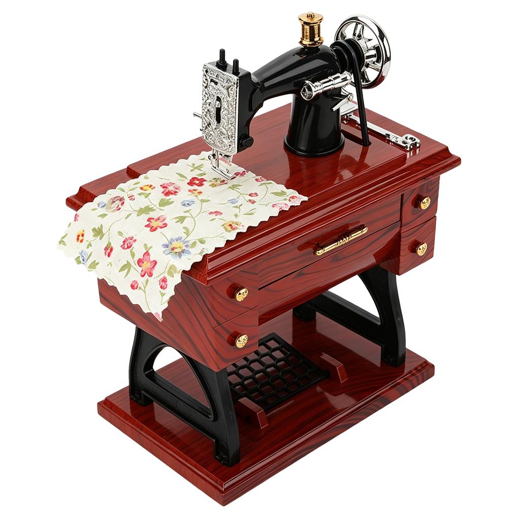 Mini Sewing Machine Music Box Wind Up Vintage Musical Toy for Tabletop Decoration Holiday Gift 1010 Mini Sewing Machine