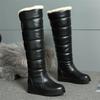 Fashion Winter Warm Pink White Snow Boots Women Shoes Low Heels Knee High Boots Female Platform Plush Long Boats Mujer Black